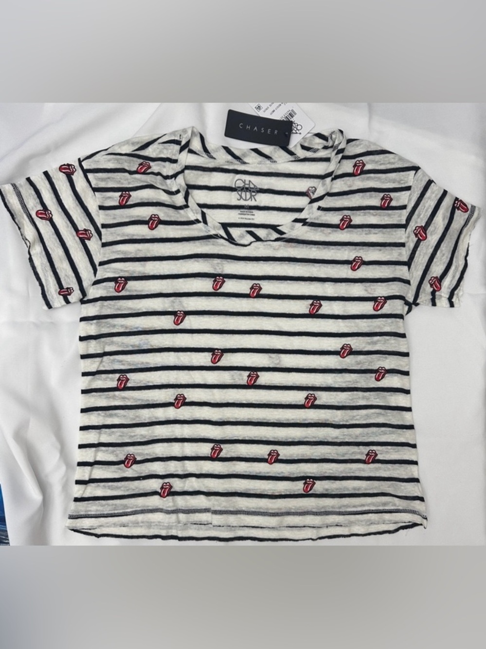 Chaser Striped Tee Rolling Stones